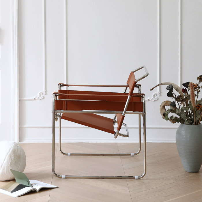 Ivy Bronx Torvehallerne Leather Accent Armchair & Reviews Wayfair